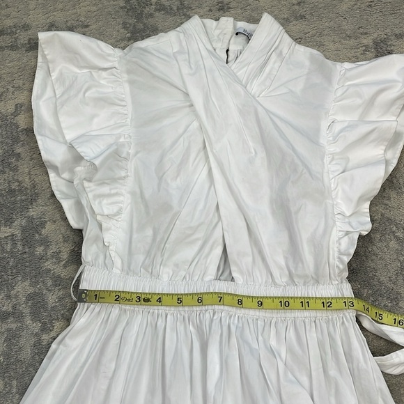 Derek Lam 10 Crosby Finn Ruffled Wrap Mini Dress Cotton Poplin White Sz 8 - Picture 11 of 16